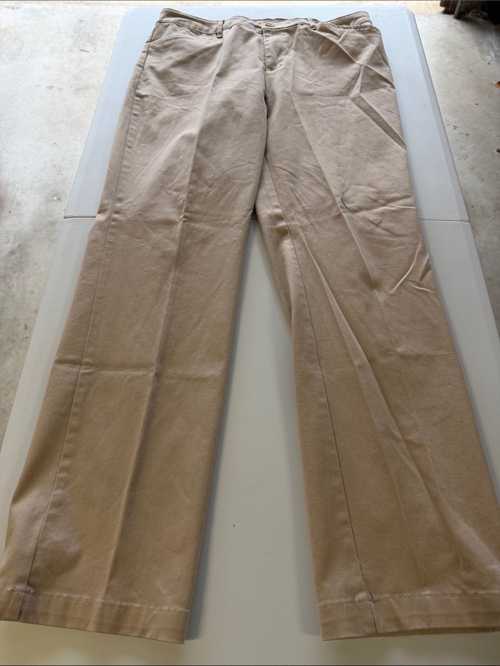 Woman’s Kim Rogers Tan Chinos - Classic Flat Front, Size 12
